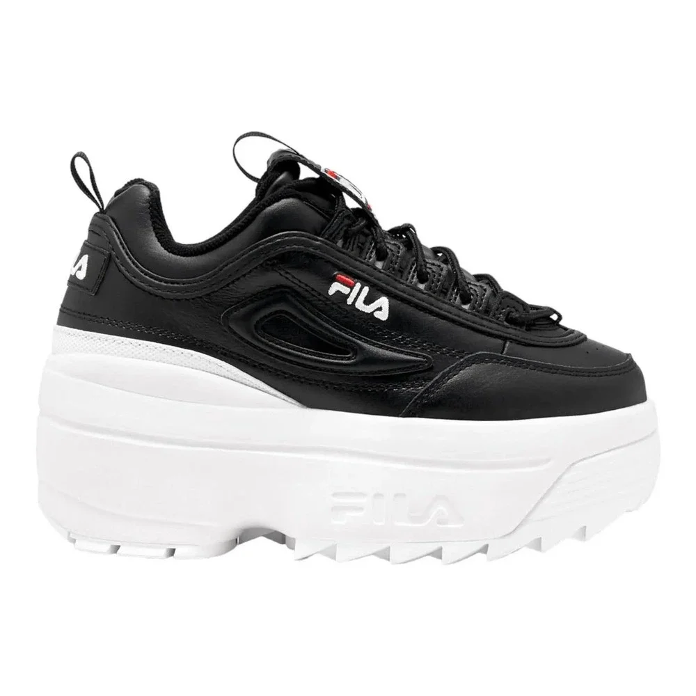 FILA Disruptor II Premium Platform Sneakers‎ Black White sz 6.5 Chunky Shoes NEW